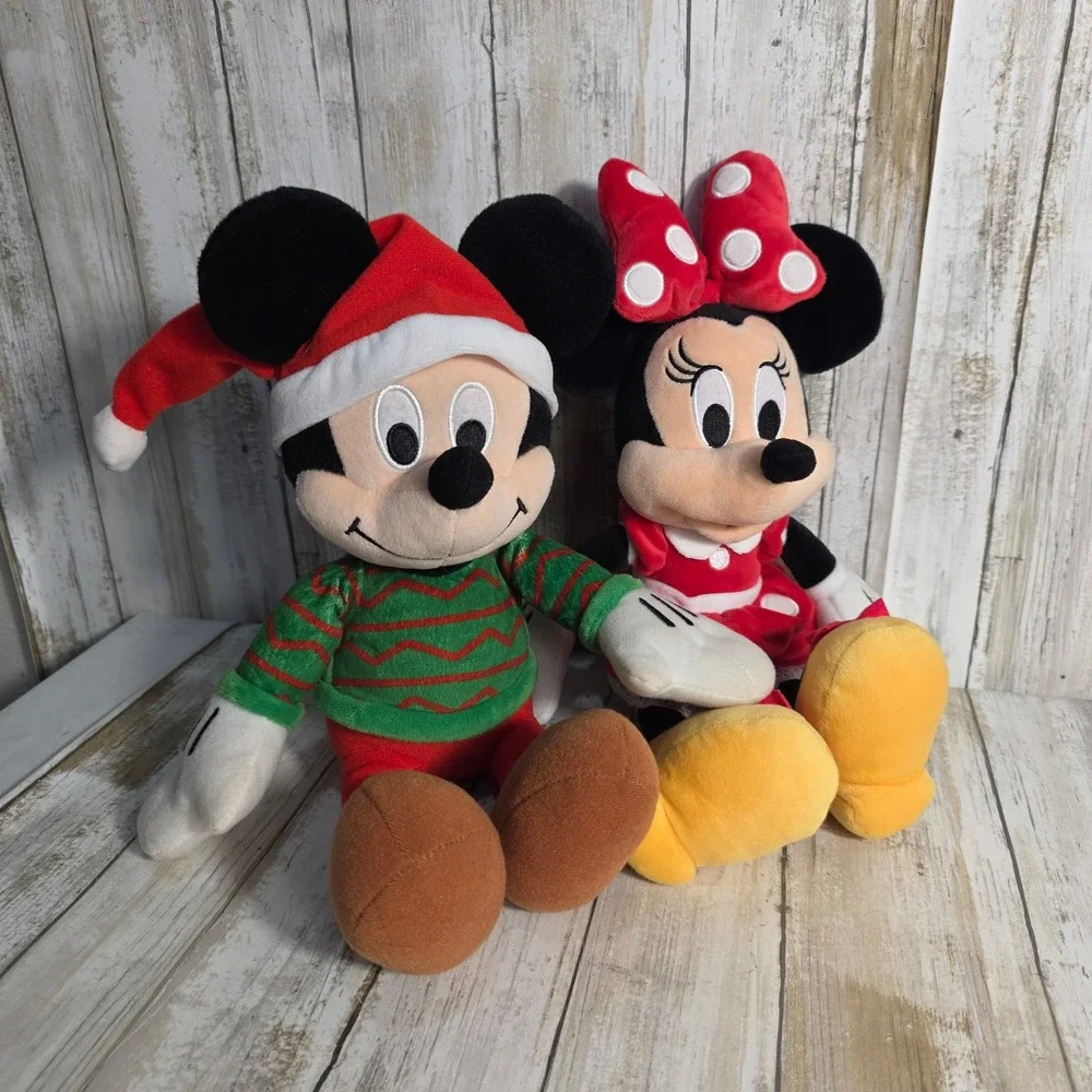 Disney Mickey Minnie Mouse Christmas Plush Set Kohls Cares Holiday Red Green